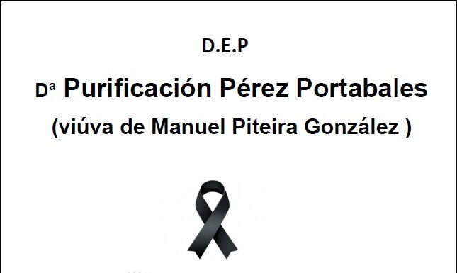 Falecemento de Dª Purificación Pérez Portabales