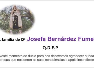 Agradecemento da familia de Dª Josefa Bernárdez Fumega