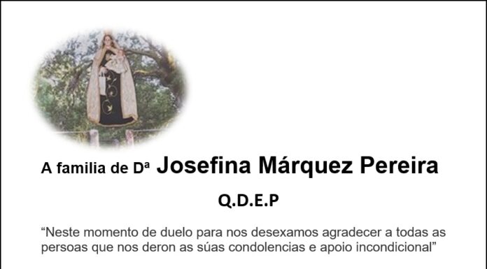 Agradecemento da familia de Dª Josefina Márquez Pereira