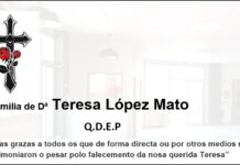 Agradecemento da familia de Dª Teresa López Mato