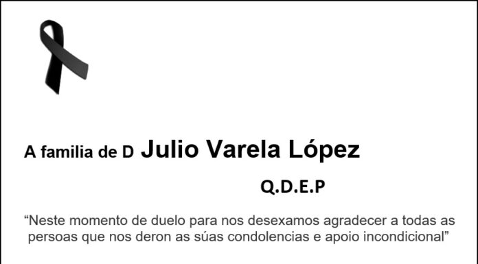 Agradecemento da familia de D Julio Varela López