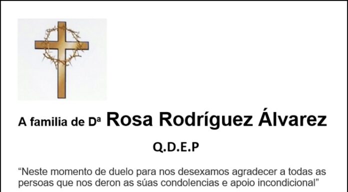 Agradecemento da familia de Dª Rosa Rodríguez Álvarez